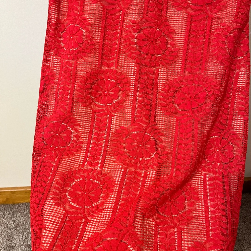 Fire red lulus lace dress - Picture 2 of 3